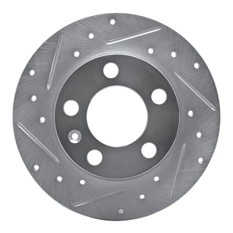 Audi A1 Brake Rotor (1) - Rear Left - R1 Concepts - Drilled & Slotted - Silver - `98-`24